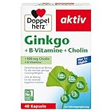 Doppelherz Ginkgo + B-Vitamine + Cholin - Mit Pantothensäure als Beitrag zur normalen geistigen Leistungsfähigkeit - 40 Kapseln