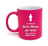 Laser Tattoo Muttertagsgeschenk Idee - Kaffee Tasse mit hochwertiger Gravur für die Beste Mama (pink/Weiss)