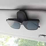 TIESOME Sonnenbrillenhalter für Auto Sonnenblende magnetischer Leder Brillenhalter Clip für Auto Sonnenblende universelles Auto Visier Zubehör magnetische Brillenhalterung (Schwarz)