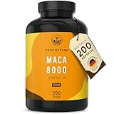 Maca Kapseln Gold 20:1 hochdosiert - 8000 mg PRO Kapsel (200 Stück) Premium Maca Extrakt - Vegan, Deutsche Produktion - TRUE NATURE®