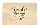 Muttertagsgeschenk Idee - Frühstücksbrettchen aus Holz mit hochwertiger Gravur für die Beste Mama (Danke Mama Herz)