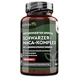 Maca Kapseln schwarz - Hochdosiert mit 5000mg - 180 vegane Kapseln - Zusätzlich mit Panax Gingseng und L-Arginin - Laborgetestet in Deutschland - Ohne Zusätze und GVO Frei - 6 Monatsvorrat