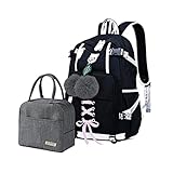 GUIVITU Schulrucksack Mädchen Teenager Rucksack Schule Jungen Schulranzen Maedchen Groß Schultasche Damen Oxford-Material Wasserdicht School Bags for Girls Backpack Daypacks Mit Lunchpaket Set