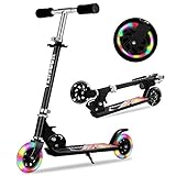 TENBOOM Roller Kinder Scooter 6 Jahre, 2 LED aufleuchten Räder Tretroller, Mädchen Jungen Klappbar höhenverstellbar hinterradbremse, für 3-10 Jahre