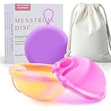 Ketliyaze 2 Stück Menstrual Disc, Wiederverwendbare Menstruationsscheibe, Auslaufsicher Menstruationstassen aus Silikon, für Aktive Frauen Sport, Schwimmen und Intimität（S+L）