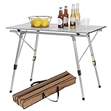 WOLTU Campingtisch Klapptisch aus Alu Gartentisch Balkontisch Reisetisch zusammenklappbar, mit Packtasche, Höhenverstellbar, 90x52.2X(45-72) cm, CPT8129sb