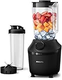 Philips HR2041/41 Standmixer (450 Watt, ProBlend-Technologie, 1,9 Liter Kunststoffbehälter, inkl. Trinkflasche) schwarz