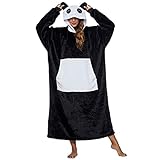 chuangminghangqi Panda Kuscheldecke mit ärmeln Lustige Pulli Decke mit Taschen Tragbare Blanket Hoodie Herren Oversize Wärm Kuscheldecke Deckenhoodie Sofadecke Personalisierte Geschenke(Panda)