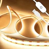 WNSNOU COB LED Streifen 2M TV LED Hintergrundbeleuchtung USB Dimmbar LED Strip 320LEDs/m 5V Warmweiß 4000K für Hängeschrankunterbeleuchtung Schlafzimmer Heimdekoration