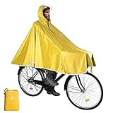 ANYOO Wasserdicht Radfahren Regen Poncho Portable Leichte Regenjacke Mit Kapuze Fahrrad Fahrrad Compact Regen Cape Wiederverwendbare Unisex für Backpacking Camping Outdoors, Gelb, Einheitsgröße
