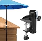 HELOVGE Balkon Regenschirmklemme,Balkon-Schirmhalter,Sonnenschirm Balkon Halterung Sonnenschirmhalter Balkongeländer Tischklammer Für Gartenschirme,Für Balkon Terrasse Oder Tisch（Schwarz）