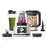 Ninja Foodi Power Nutri Mixer Smoothie Maker 3-in-1, dicke Aufstriche & gefrorene Getränke, Automatikprogramme, 2,1L Krug, 700ml Becher & 400ml Schüssel mit Power-Rührer, 1200W, Silber CB350EU