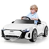 COSTWAY Audi RS Elektroauto für Kinder, 12V Elektro Kinderauto mit 2,4 G Fernbedienung & Musik & Scheinwerfer, 3-5 km/h, Elektrofahrzeuge für Kinder ab 3 Jahre (Weiß)