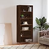 ShGaxin Highboard Braun Eichen-Optik 69,5x32,5x180 cm Holzwerkstoff, Sideboard Wohnzimmer, Schlafzimmer Kommode, Bücherschrank, Wohnzimmerschrank, Hochschrank, Wohnschrank - 3189556