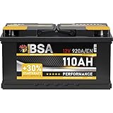 BSA Autobatterie 110Ah 12V 920A/EN ersetzt Batterie 100Ah 90Ah 105Ah 95Ah +30% Startleistung, lead acid