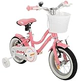 Actionbikes Kinderfahrrad Starlight | 12 Zoll - V-Brake Bremsen - Kinder Fahrrad für Mädchen - Von 2-5 Jahren - Kettenschutz - Stützräder - Luftbereifung - Kinderrad - Rosa (Starlight 12 Zoll)