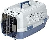 Amazon Basics Katze Transportbox für Haustiere, 2 Türen, 1 Dachöffnung, L 48 x B 32 x H 25 cm, Blau