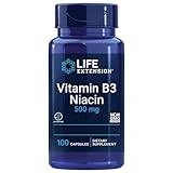 Life Extension Niacin (Vitamin B3), 500mg, hochdosiert, 100 Kapseln, Laborgeprüft, Glutenfrei, Sojafrei, Ohne Gentechnik