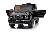 FINOOS Mercedes G63 AMG Elektroauto für Kinder, 12 V, elektrische Kinder elektroauto mit Fernbedienung, 2 + 1 Geschwindigkeitsstufen, Hupe, LED, Musik, USB (Schwarz)