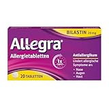 Allegra Allergietabletten 20 Stk – Antihistaminikum - Wirkstoff Bilastin - schnell und 24 Std wirksam bei Heuschnupfen, Tierhaar-, Hausstaumilben-, Schimmelpilzallergie, Urtikaria