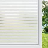 rabbitgoo Fensterfolie Streifen Sichtschutzfolie Fenster Selbstklebend Milchglasfolie Sichtschutz gestreifte Folie für Büro Anti-UV 44.5 x 150 cm