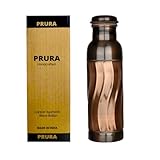 PRURA, ayurvedische Kupfer-Wasserflasche, auslaufsicheres naturreines Kupfergefäß 900ml/30oz D44