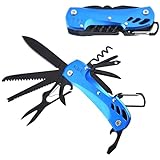 Multitool Taschenmesser, Taozoey 12 In 1 Taschenwerkzeug, Werkzeug Messer, Faltbare Multifunktionswerkzeug Mit Öffner, Messer, Schraubendreher, Feile, Säge, Zange und Tasche (Blau)