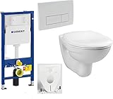 GEBERIT Duofix Vorwandelement Basic + Wand Tiefspül WC LIFE + WC-Sitz + Betätigungsplatte DELTA51