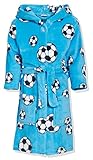 Playshoes Unisex Kinder Fleece-Bademantel Morgenmantel, blau Fußball, 134/140