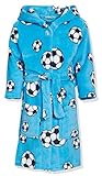 Playshoes Unisex Kinder Fleece-Bademantel Morgenmantel, blau Fußball, 134/140