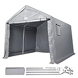 VEVOR Zeltgarage 243,8 x 426,7 x 231,6 cm Garagenzelt aus verzinkten Stahlstangen und Einer dreischichtigen 240G-PE-Abdeckung Lagerzelt Carport 205 x 142 x 185 cm Zelttürgröße Gerätezelt Grau