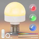 Wiederaufladbare E27 Glühbirne mit Fernbedienung, LED Batterie-Glühbirne USB Wiederaufladbar, E27 RGB LED Lampe, Touch Dimmbar, E27 Glühbirne mit Timing-Funktion, Glühbirne