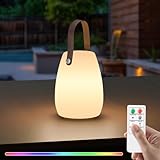 Outdoor Akku Lampe Tragbare Kabellos Dimmbare Tischlampe Wiederaufladbares Wasserdichtes 8 Farben RBG LED Außen Tischleuchte für Tisch Bar Terrasse ostern BBQ dekoration (Glatt, Leder)