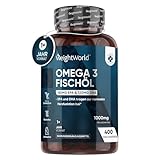 Omega 3 - 400 Kapseln 1+ Jahr Vorrat - 1000mg Fischöl pro Tag - Essentielle Omega 3 Fettsäuren mit EPA & DHA - Für Herz, Gehirn & Blutdruck (EFSA) - Natürliches Fisch Öl aus Sardellen - WeightWorld