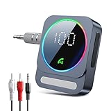 Aux Bluetooth Adapter Auto, SONRU Bluetooth 5.3 Empfänger für Stereoanlage, Bluetooth Audio Receiver mit AUX 3,5mm/RCA Audiokabel für Autoradio Home Stereoanlage Kabelgebundener Kopfhörer