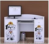 BDW - Schreibtisch für Kinder - Kinderschreibtisch Super Hunde Paw - Drucke aus sicheren Farben - Kinderzimmereinrichtung - Schreibtisch mit Märchenmotiv - 125x89x60cm - Weiß - Hund Feuerwehrmann