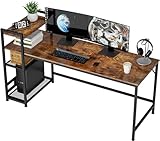 HOMIDEC Schreibtisch, Computertisch mit Bücherregal, Studiencomputer-Laptoptisch mit 4 Tier DIY Lagerregalen Schreiben Tisch für Home Office Schlafzimmer 160x60x110cm