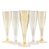 MATANA 120 Premium Elegante Sektgläser aus Plastik mit Silber- & Goldglitter, 133ml - Mehrweg Sektflöten Kunststoff, Champagner Gläser, Proseccogläser für Hochzeiten, Geburtstage & Partys
