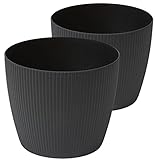 Tymar Blumentopf, 2er-Pack, Runde Form, Übertopf ((2pack) Schwarz, ø 25,5 cm)