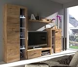 MEBLINE Wall Unit Rumba – Wohnwand Wohnzimmer RGB – Wohnzimmer Möbel – Wohnwand Modern – Lowboard Wohnzimmer – Wohnzimmer Schrankwand – Wohnzimmer Möbel Modern