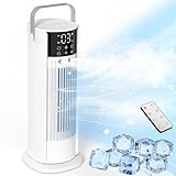 Klimaanlage Mobil FIAHNG,4-in-1 Mobiles Klimagerät Quiet, Luftkühler mit Wasserkühlung,Air Cooler with Remote Control,90° Oszillation,4 Windstufen,Humidifier kühler Nebel,2-10 Stunden Timer.