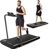 UMAY 2-in-1 Laufband für Zuhause klappbar 1650W, Walking Pad mit extra breitem 41 cm Laufband, rutschfest und stoßdämpfend Treadmill for home mit einer Tragfähigkeit von 115 KG,C1 Schwarz