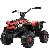 Actionbikes Motors Kinder Elektroauto Quad Bumblequad - 18 Watt Motor - 6 Volt 4.5 Ah Batterie - Bremsautomatik - LED-Scheinwerfer - USB- & AUX-Anschluss - ab 1 Jahr (Rot)