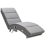 Casaria® Relaxliege XXL Massage Heizfunktion 186x89x55cm Ergonomisch Stoff Gepolstert 180kg Belastbarkeit Wohnzimmer Innen Chaiselongue Relaxsessel Grau