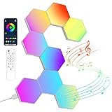 LED Sechseck Gaming Wandleuchte 8pcs Hexagon RGB Panel - Sechseck Waben Wall Light Musik Sync Deko Hexa Wandbeleuchtung Smart Sechseckige Gamer Room Deko Modular Lampe