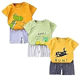 XM-Amigo Baby Jungen 3er Set Kurzarm Shorts T-Shirts Halbarm,6er Pack （Mit Schulterschnalle,Packungsgröße: 55）