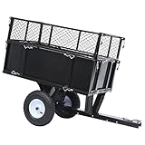 vidaXL Kippanhänger für Rasentraktor Garten Transportanhänger Gartenwagen Transportwagen Outdoor Rasenmäher Anhänger Kippbar 150 kg Last