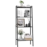 Badregal Regal mit 4 Ablagen Pflanzenregal Standregal Bücherregal Aufbewahrungsregal 35T x 60B x 147H cm schwarz