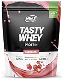 Whey Protein Pulver [Erdbeere] - High Protein Eiweißpulver Shake - Protein Powder Molkenproteine Proteinshake mit 22g Protein je Portion - Eweißshake mit BCAA & EAA (1000g) Wehle Sports®