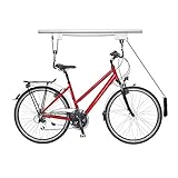 Relaxdays Fahrradlift, bis 20 kg, Deckenlift mit Seilzug, für Garage & Keller, Fahrrad Deckenhalterung, Silber/schwarz, 1 Stück